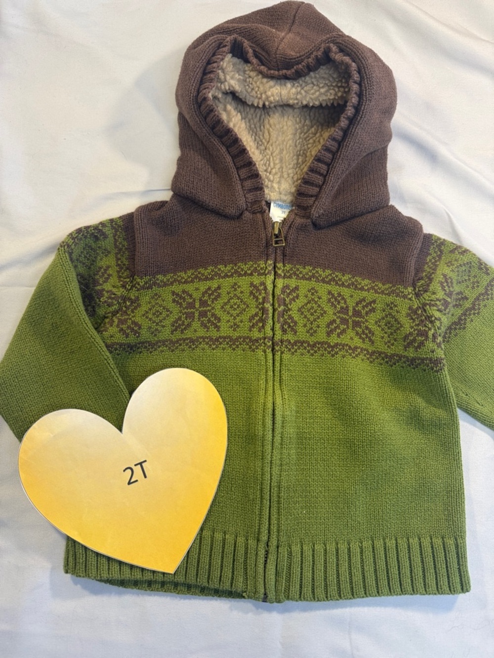 Gymboree Green and Brown Hooded Sweatshirt